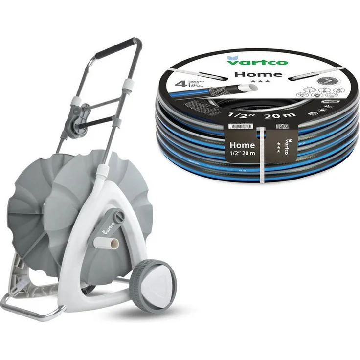 Vartco Home Schlauchwagen mit 20 m Gartenschlauch 1/2'', robustes Stahlgestell, große 145 mm Räder