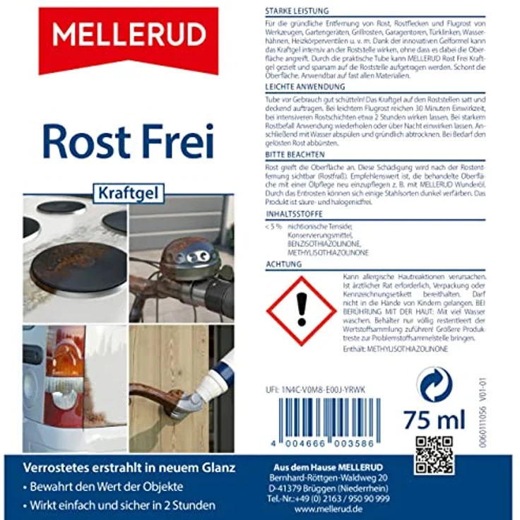 MELLERUD Rost Frei Kraftgel | 1 x 75 ml | Gründliche Rostentfernung gegen hartnäckige Flecken – Bild 5