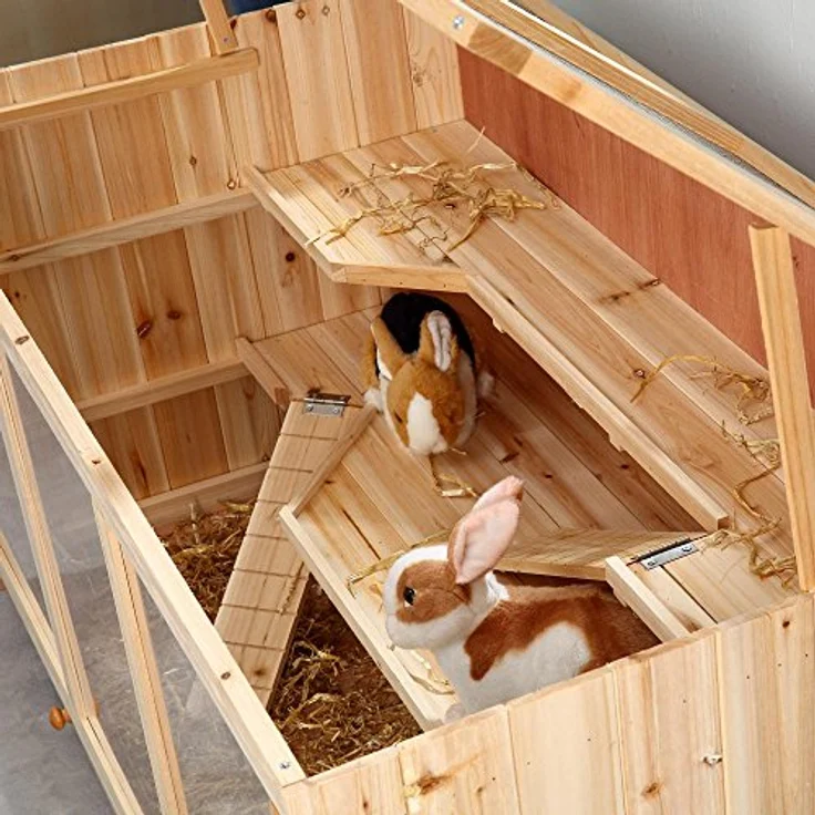 Melko Kleintierkäfig Nagervilla Hamsterkäfig Mäusekäfig aus Holz, 117 x 63 x 58 cm, inklusive 2 Rampen, 3 stöckig – Bild 4
