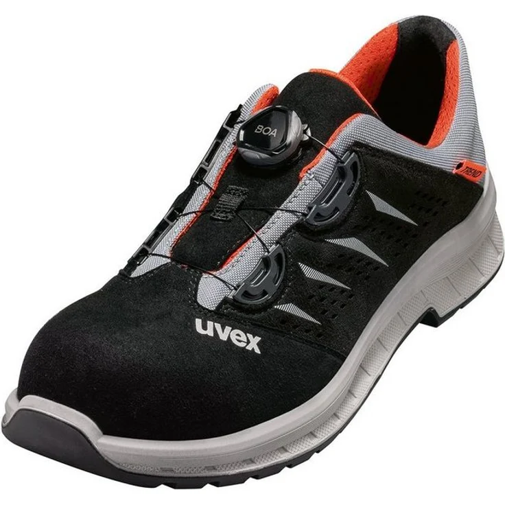 Uvex uvex 2 trend gelocht S1P Arbeitsschuh, Sicherheitshalbschuh mit Stahlkappe, schwarz, grau, orange – Bild 1