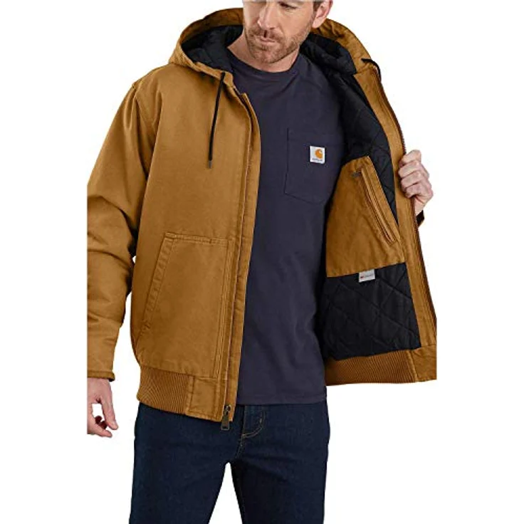 Carhartt Duck Active Jacke mit Kapuze 104050, 100% Baumwolle, Canvas, gewaschen, blau – Bild 4
