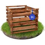 Gartenpirat Komposter Garten aus Holz – Mit Stecksystem für einfachen Aufbau – Witterungsbeständig & umweltfreundlich – 380 Liter – 90 x 90 x 70 cm, braun