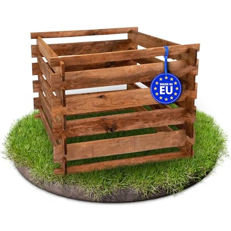 Gartenpirat Komposter Garten aus Holz – Mit Stecksystem für einfachen Aufbau – Witterungsbeständig & umweltfreundlich – 380 Liter – 90 x 90 x 70 cm, braun – Bild 1