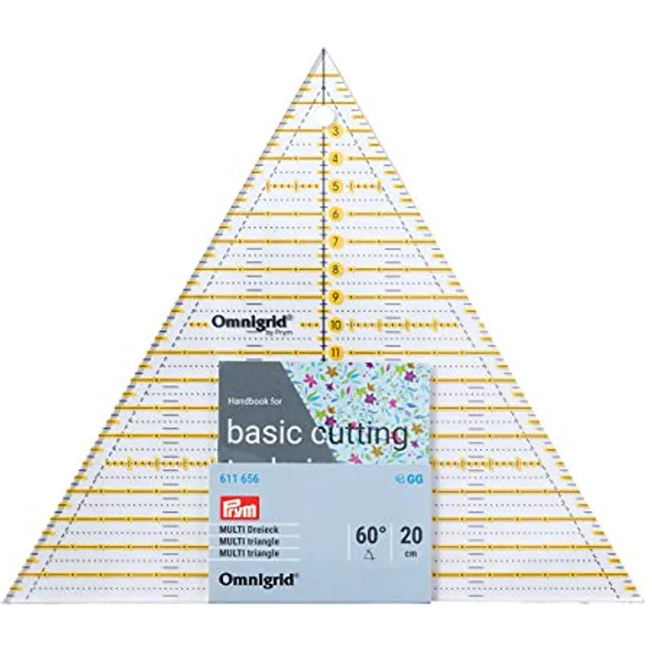 Prym 611656 Patchwork Dreieck 60 Grad Multi 20 cm Omnigrid Lineal, Kunststoff, transparent