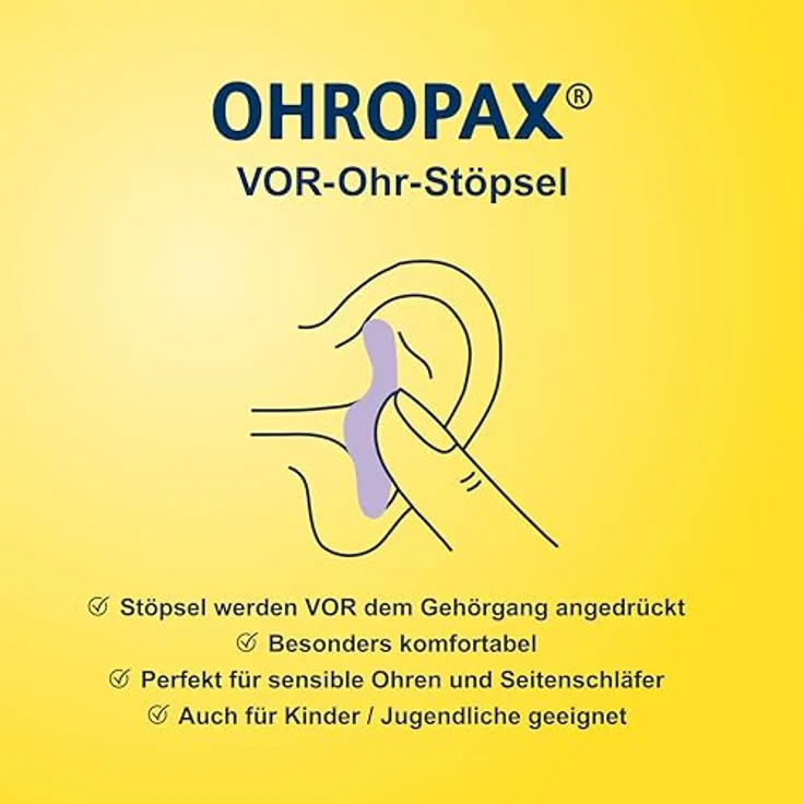 OHROPAX Classic Gehörschutzstöpsel, 12 Stück aus Wachs, hohe Schalldämmung SNR 21 dB, VOR-Ohr-Stöpsel für Schlaf und Entspannung – Bild 5