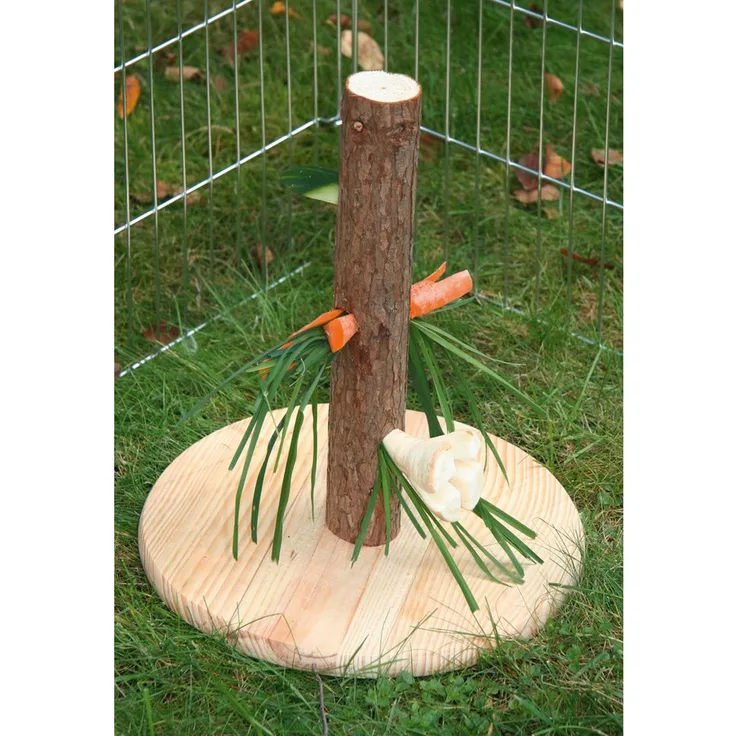 Kerbl Outdoor-Spielzeug Nagerzubehör Futterbaum Holz - Stamm mit Löchern, ca. 30 cm, natur