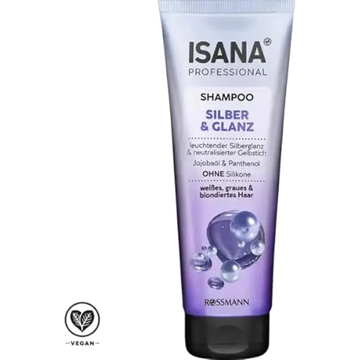 ISANA PROFESSIONAL Shampoo Silber & Glanz, neutralisiert Gelbstiche für graues und blondes Haar, mit Jojobaöl und Panthenol, 250 ml – Bild 2