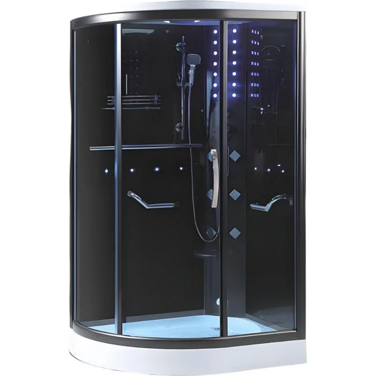 Xl Moebel Gmbh Wellnesskabine Duschkabine Multifunktionsdusche 120x90 cm, Schiebetür, schwarz, mit LED-Beleuchtung und Ablage