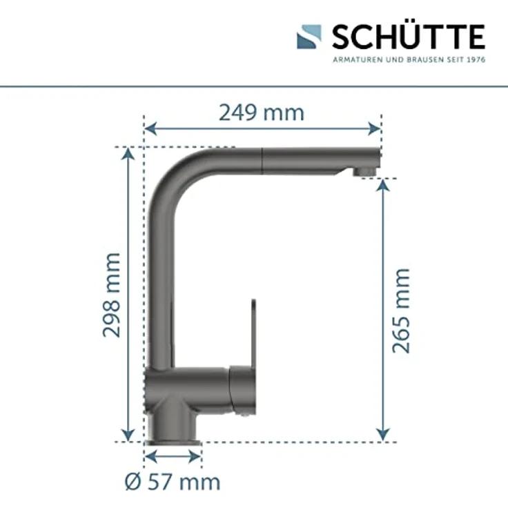 Schütte Spültischarmatur LONDON, energiesparende Cold-Start-Funktion, 360° schwenkbar, herausziehbar, mit 150 cm Brauseschlauch – Bild 5
