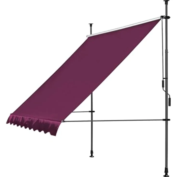 QUICK STAR Ersatzdach für Klemmmarkise 300x130cm, Bordeaux, 100% Polyester, einfache Montage, volanthöhe 18 cm – Bild 7