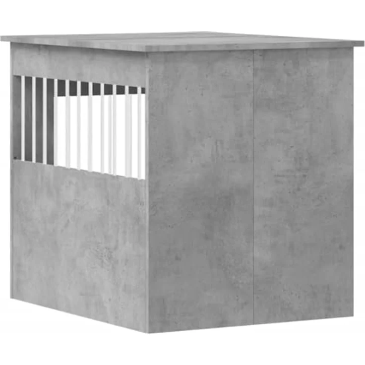 vidaXL Hundekäfig im Möbelstil, Abschließbar Hundebox mit Tür, Hundehütte Beistelltisch mit 2-in-1-Funktion, Hundehaus Haustierkäfig, Betongrau 64,5x80x71cm Holzwerkstoff – Bild 5