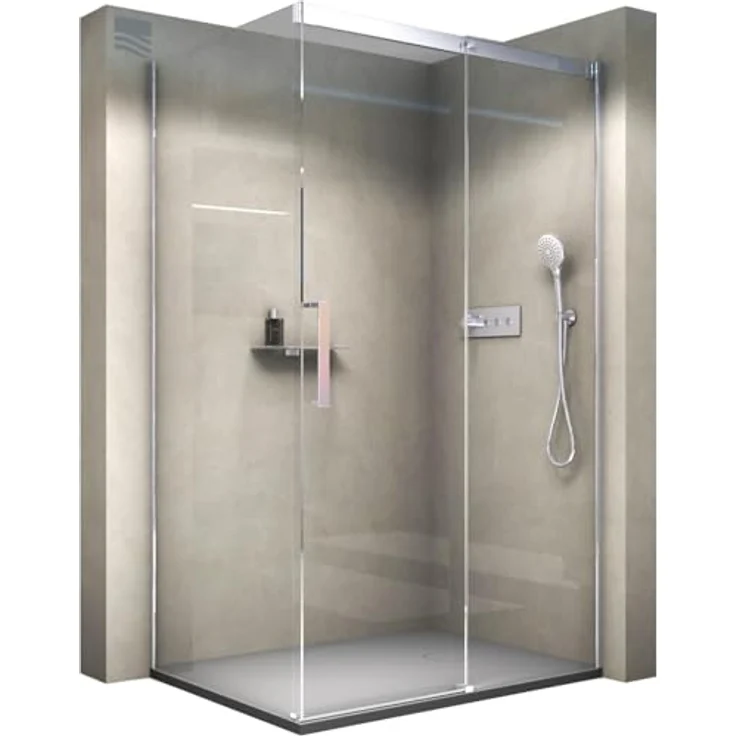 BERNSTEIN® Duschkabine DX906 FLEX, Eckdusche mit Schiebetür 120x90cm, 8mm ESG Klarglas mit NANO-Beschichtung, Chrom – Bild 1