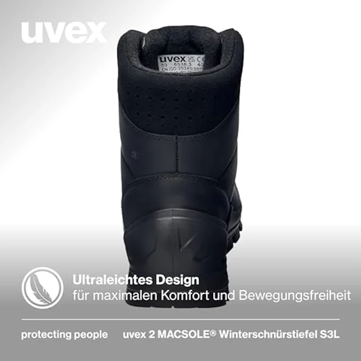 Uvex Sports uvex 2 MACSOLE Stiefel S3L 65363, Sicherheitsschuhe mit optimaler Dämpfung, ergonomischer Passform, schwarz-orange, Weite 12, Größe 41 – Bild 5
