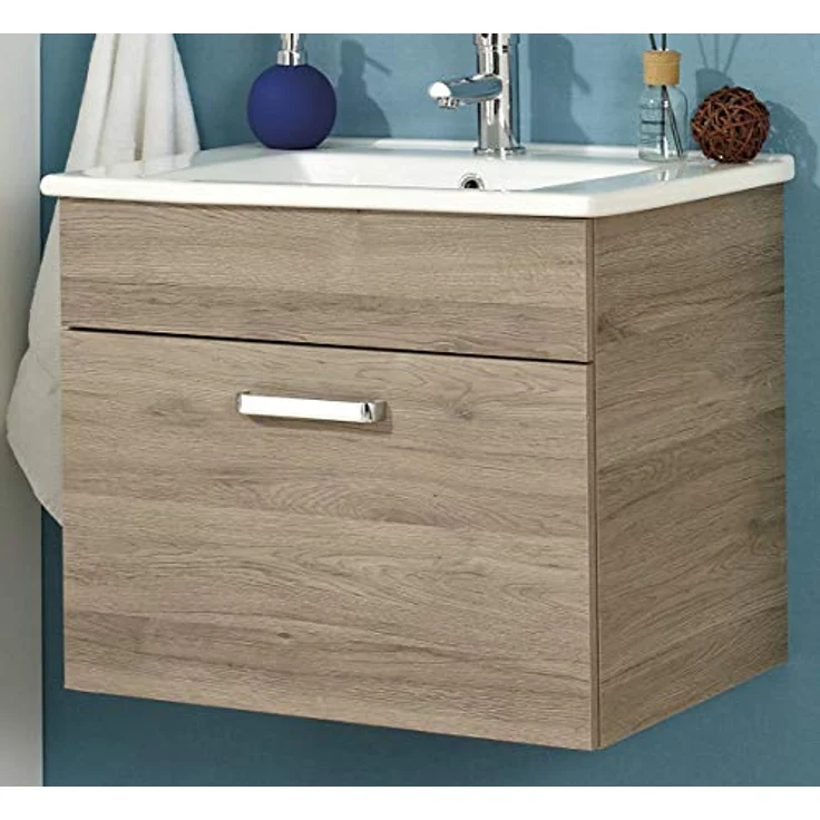 Pelipal Waschtischunterschrank Quickset 313 mit Waschtisch in San Remo eiche terra Quer Nachbildung, 65 cm breit | Waschplatz mit 1 Auszug – Bild 1