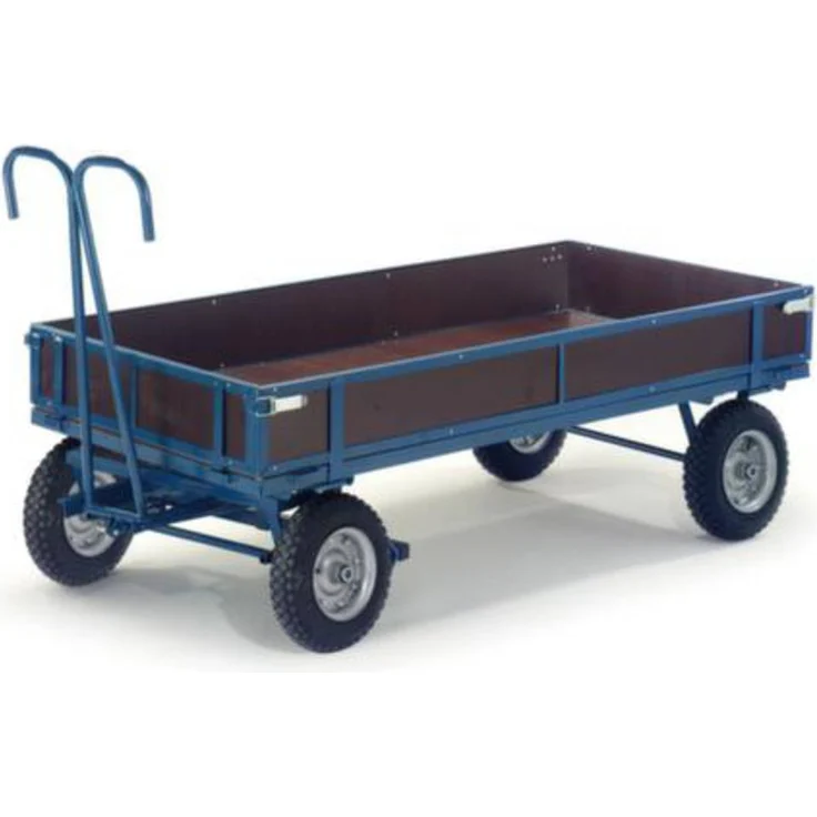 ROLLOCART 15-16202 Handpritschenwagen, pulverbeschichtet, Traglast 1500kg, rutschsichere Siebdruckplatte, Luftbereifung