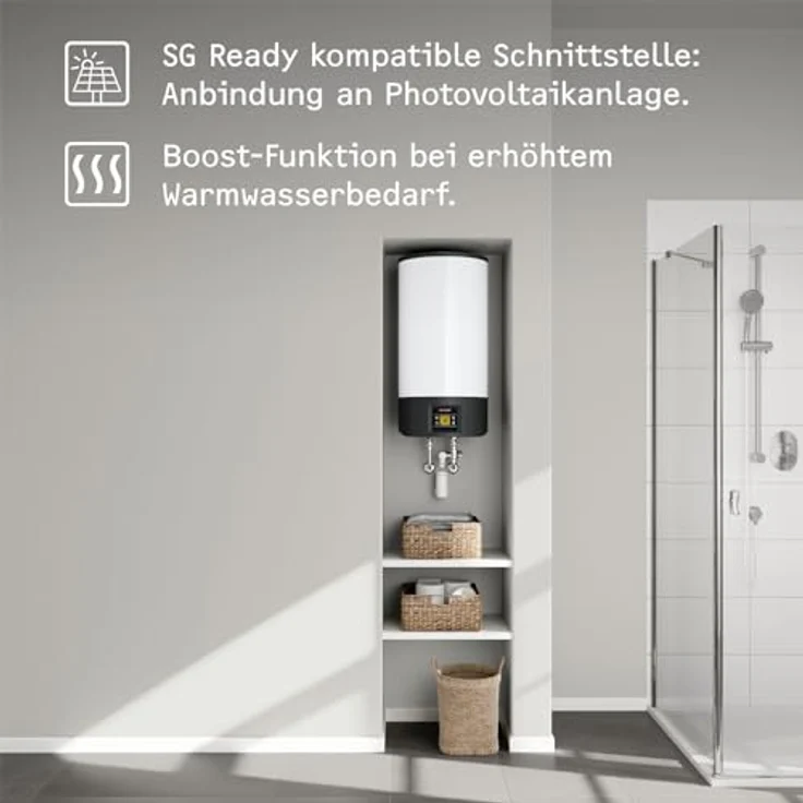STIEBEL ELTRON EW-V ECO, Elektro Warmwasserspeicher 50 l mit LC-Display, Energieklasse B, niedriger Bereitschaftsenergieverbrauch, vakuumisoliert, wandhängend, druckfest, 205033 – Bild 4