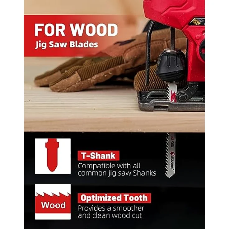 EZARC Stichsägeblatt Set 30tlg, T-Schaft Stichsägeblätter aus CRV/HSS für Holz, Kunststoff und Metall, mit Aufbewahrungskoffer – Bild 3