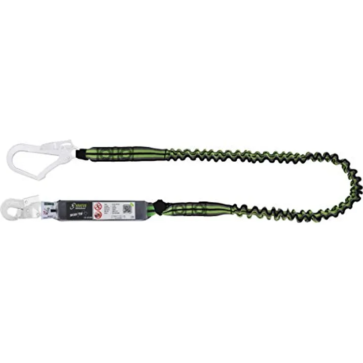 Kratos Safety Verbindungsmittel aus elastischem Gurtband mit Falldämpfer und 2 Karabiner, 2 m, PSA, EN355