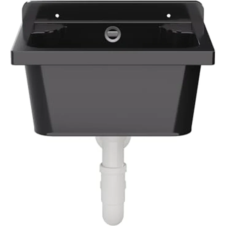 QLS Küchenspüle MANTA, Kunststoff-Spülbecken, 42x34 cm, für Garten, Garage, Werkstatt - Polypropylen, Siphon mit Edelstahlsieb, Wand- und Standarmaturen - Blau – Bild 6