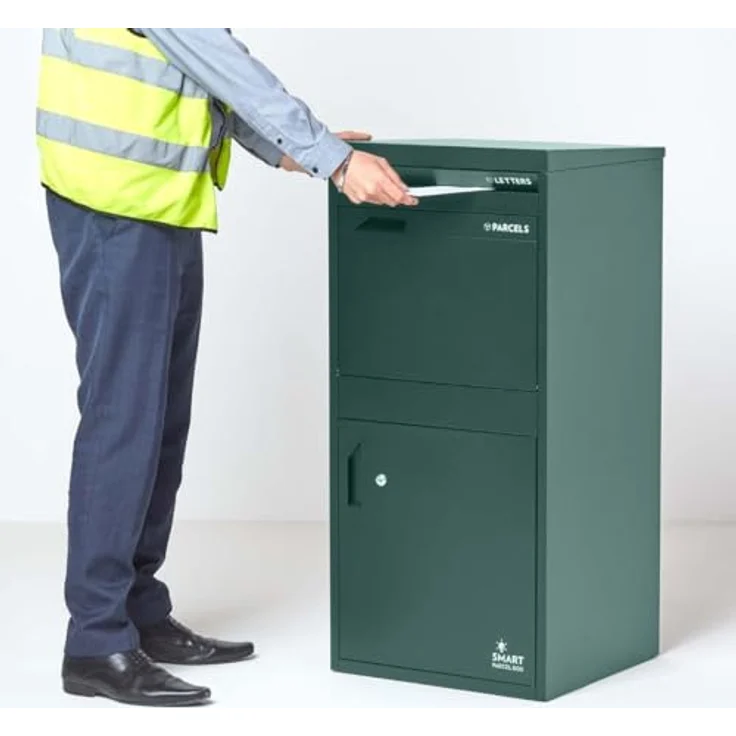 Smart Parcel Box XL grün 49x45x103 cm, Paketbriefkasten zur Wand- oder Bodenmontage, Paketbox für Zuhause & Unternehmen, Briefkasten für Pakete & Briefe, Entnahme hinten & vorne by Smart Parcel Box – Bild 4