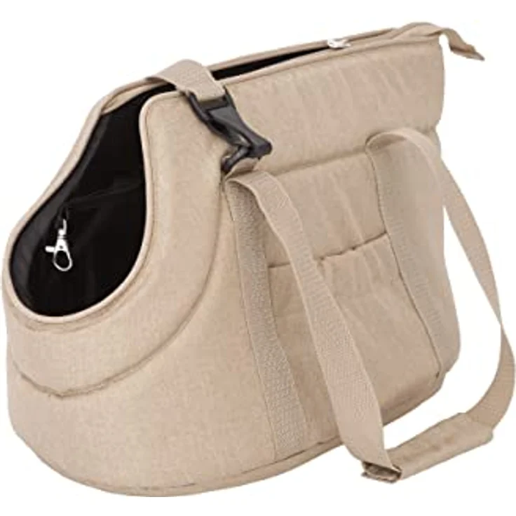 DOGGY Hundetasche, Hände frei Reisetasche mit Seitentaschen, Katzentasche, Beige, L: 25 x 43 x 27 cm - HAUSTIERFREUNDLICH, SAFE, LEICHT SAUBER ZU HALTEN – Bild 2