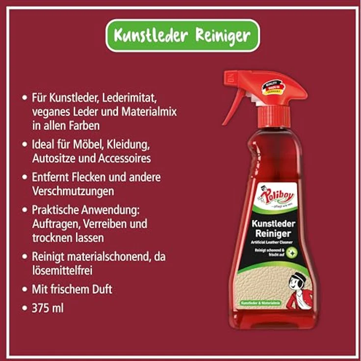 Poliboy Kunstleder Reiniger 375 ml Lederreiniger (1-St) - Spezialreiniger für Kunstleder in allen Farben - Preisvergleich – Bild 6