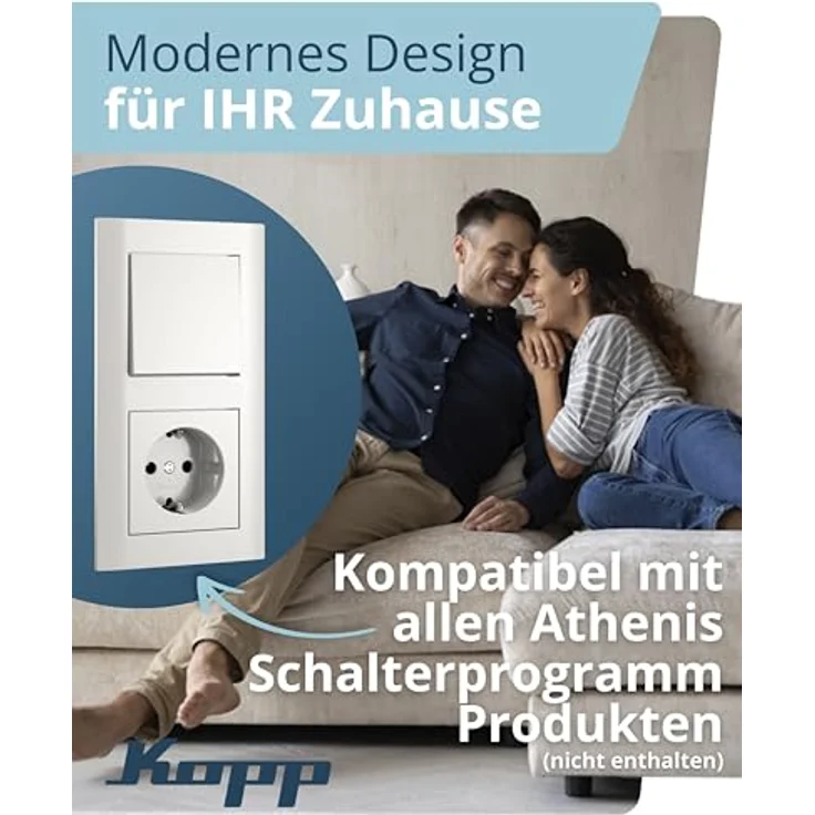 Kopp ATHENIS 2-fach Abdeckrahmen, Rein-Weiß, 5er Set, Kunststoff, eleganter Rahmen für Steckdosen & Schalter, 86 x 157 x 9,5 mm – Bild 3