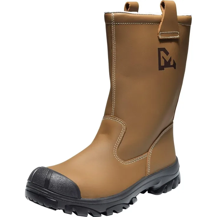 Emma Safety Footwear Mento S3, Sicherheitsschuh aus braunem geöltem Nubukleder mit Stahlkappe und antistatischer Einlegesohle, Größe 46