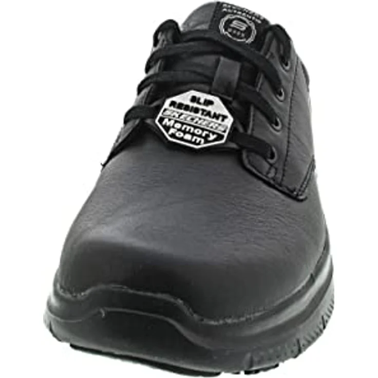Skechers FLEX ADVANTAGE SR-FOURCHE, Berufsschuh Schnürschuh für Gastronomie und Pflege, gepolsterte Innensohle, schwarz, Leder, rutschhemmend, Memory-Schaum, Relaxed Fit – Bild 4