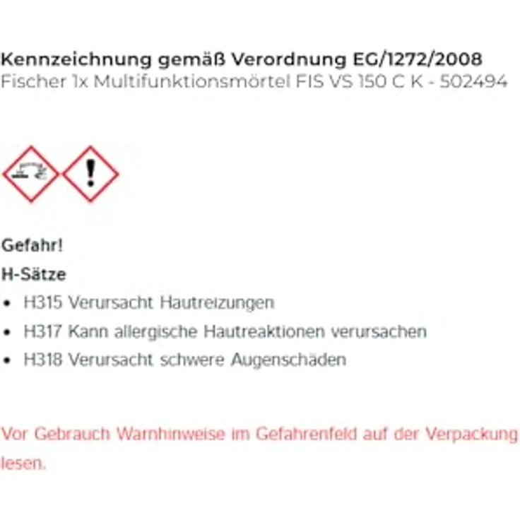 Fischer Injektionsmörtel FIS VS 150 CK 145 ml – Bild 3