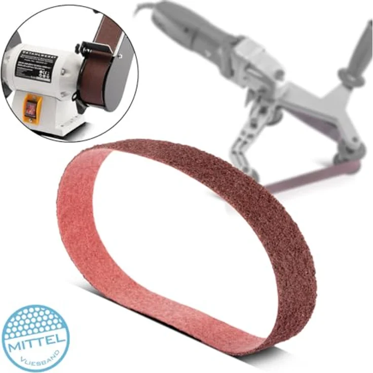 STAHLWERK Schleifvlies mittlere Körnung 40 x 760 mm Schleifband | Vliesbänder | Poliervlies | Universal-Schleifbänder | Schleifmittel in verschiedenen Farben für Rohrbandschleifer, Bandschleifer und Schleifgeräte – Bild 2