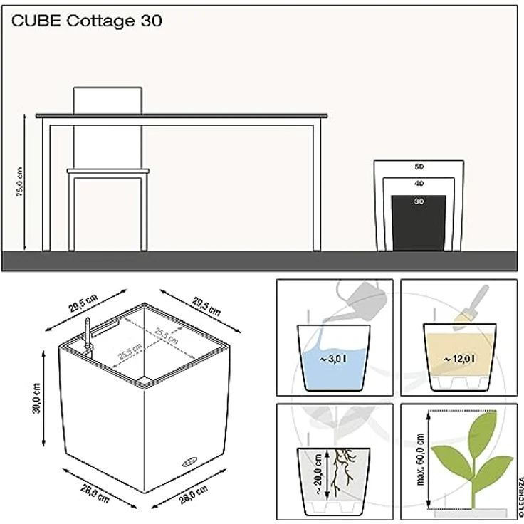 LECHUZA CUBE Cottage 30 sandbraun 15356 – Bild 4