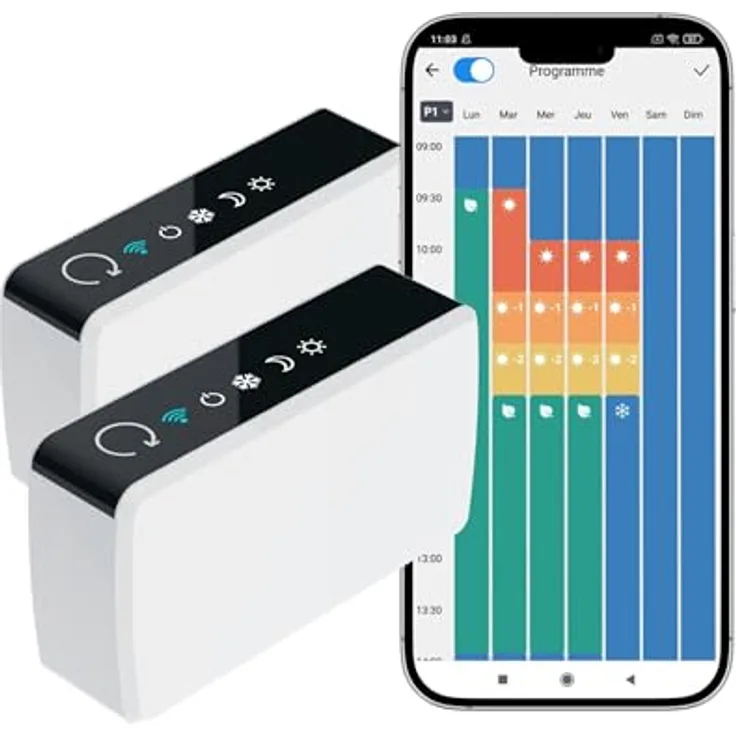 Konyks eCosy, 2 Stück, verbundene Controller für elektrische Heizkörper, kompatibel mit Alexa und Google Home, Weiß
