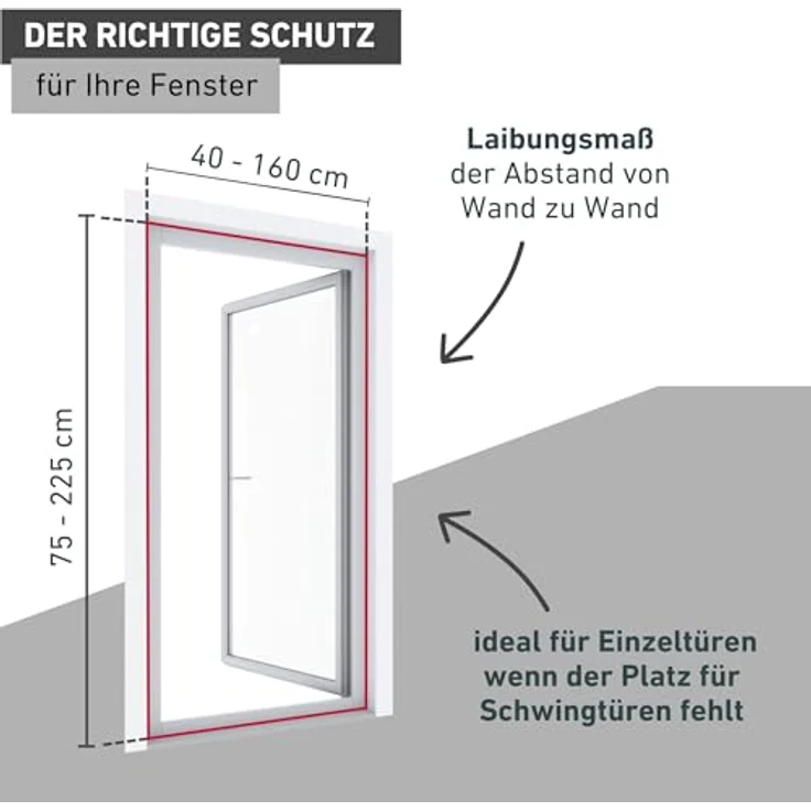 Windhager Plus Insektenschutz Aluminium-Rollo Fliegengitter für Türen, Balkontüren, individuell Kürzbar, 160 x 225 cm, Weiß, 03894 – Bild 4