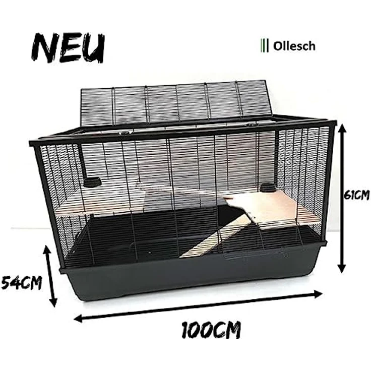 Ollesch Mega Hamsterkäfig Mäusekäfig Nagerkäfig 100 x 54 x 61 cm mit Zubehör – Bild 2
