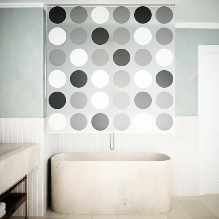 Aquabad® AQUABAD Vaskaflex Badewannenrollo / Duschrollo, Länge: 240 cm, Breite: 100 cm, Muster: Kreise, PEVA-Material, wasserabweisend – Bild 4
