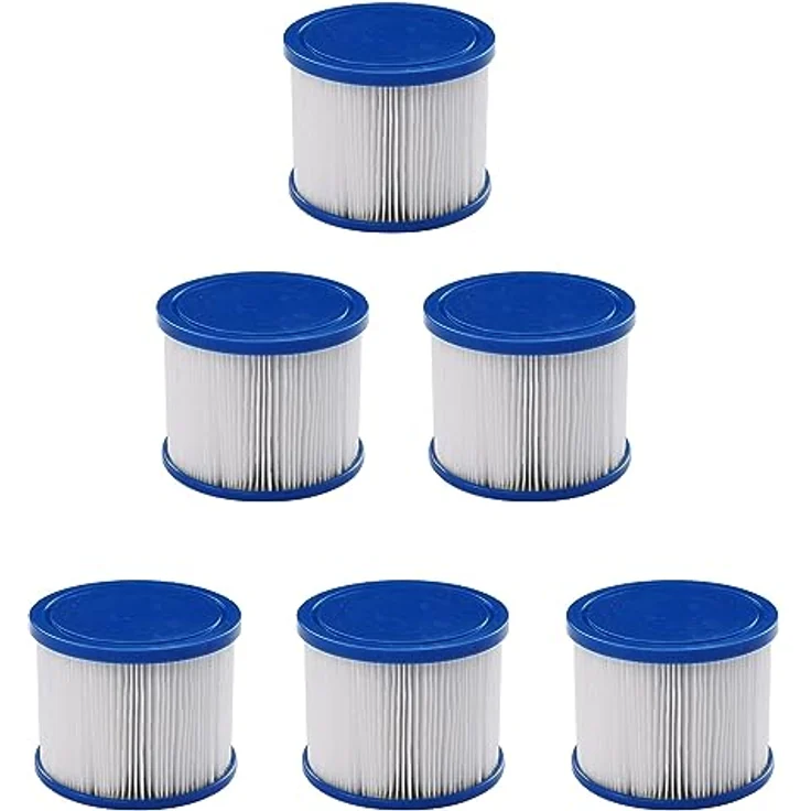 AREBOS 6x Ersatz Filterkartuschen für Spa Whirlpools, hohe Filtrationseffizienz, waschbar, langlebig, weiß – Bild 1