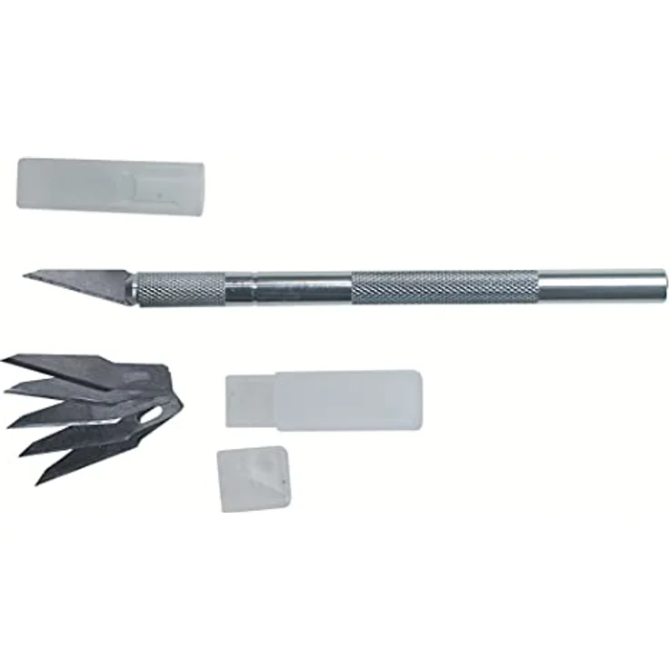 Pebaro Präzisionsmesser mit 6 Klingen, Multifunktionswerkzeug für präzises Arbeiten, Ø 8 mm, 140 mm Länge, inkl. 5 Ersatzklingen – Bild 1