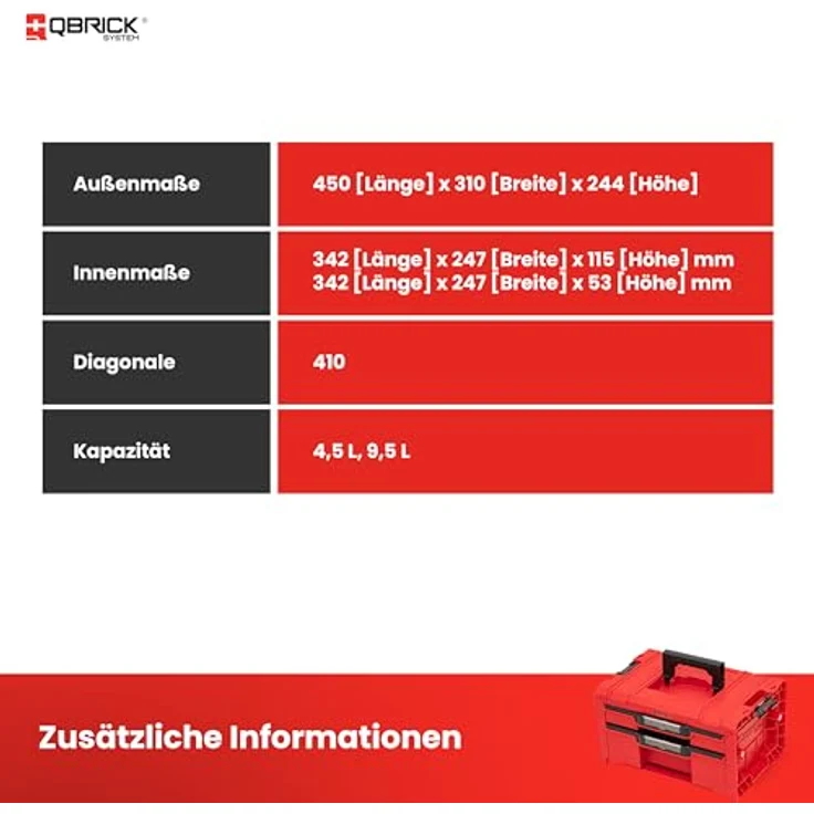 QBRICK System Werkzeugkoffer Qbrick System PRO Drawer 2 Toolbox 2.0 Expert RED ULTRA HD Custom - Werkzeugkoffer mit individuell anpassbarem Schubladen-System – Bild 8