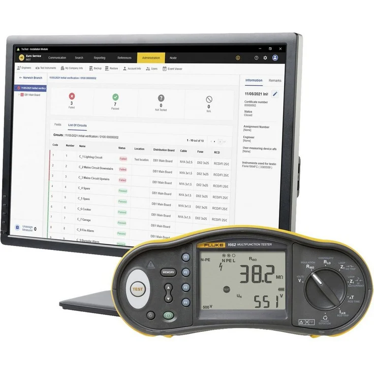 Fluke FLUKE 1663 DE KIT, Multifunktions-Installationstester-Set mit TruTest Software, inklusive Zubehör und Hartschalenkoffer
