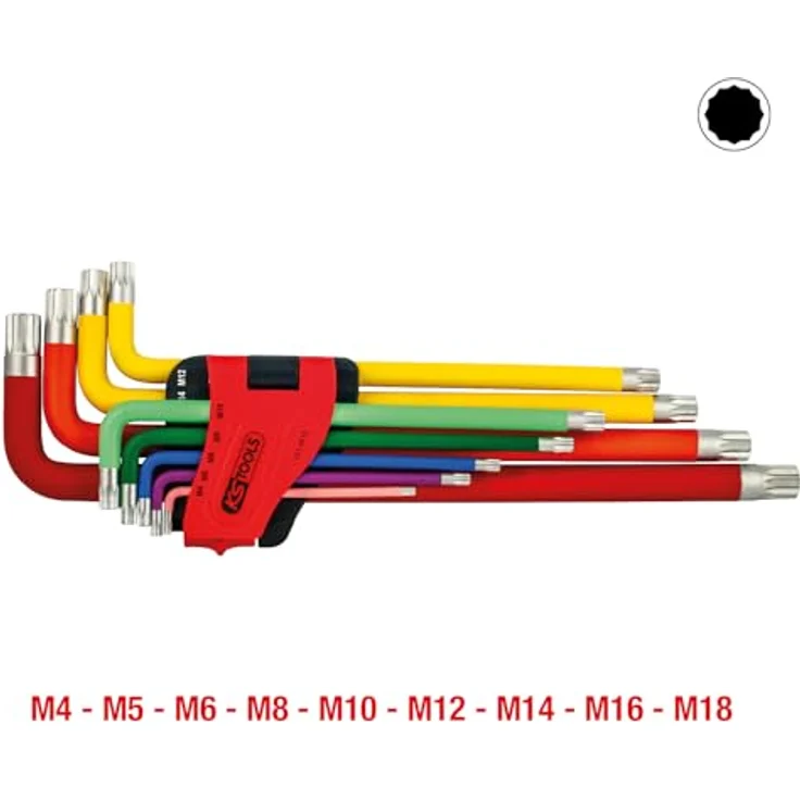 KS Tools 151.4510 XZN Winkelschraubendreher-Set, 9-teilig, extra lange Ausführung, farbcodiert, durchgehend gehärtet, matt verchromt, Spezial-Werkzeugstahl, inklusive stabilem Klapphalter – Bild 2