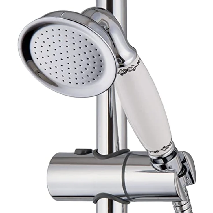 PaulGurkes Aufputz Duschsystem Retro Nostalgie Regendusche Set Duschsäule Antik Duschset Dusche Brausegarnitur mit Kopfbrause Regenbrause Dusche komplett Set mit Duschkopf Duschsystem mit Regendusche – Bild 4