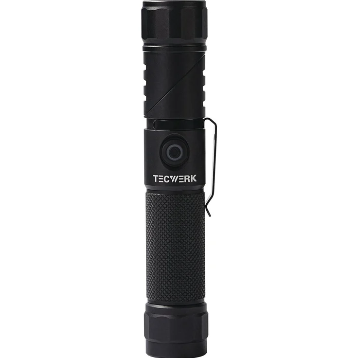 Tecwerk LED-Taschenlampe, 1000 Lumen, 90° drehbarer Leuchtenkopf, IP65, wiederaufladbar, Aluminiumgehäuse, integrierter Magnet