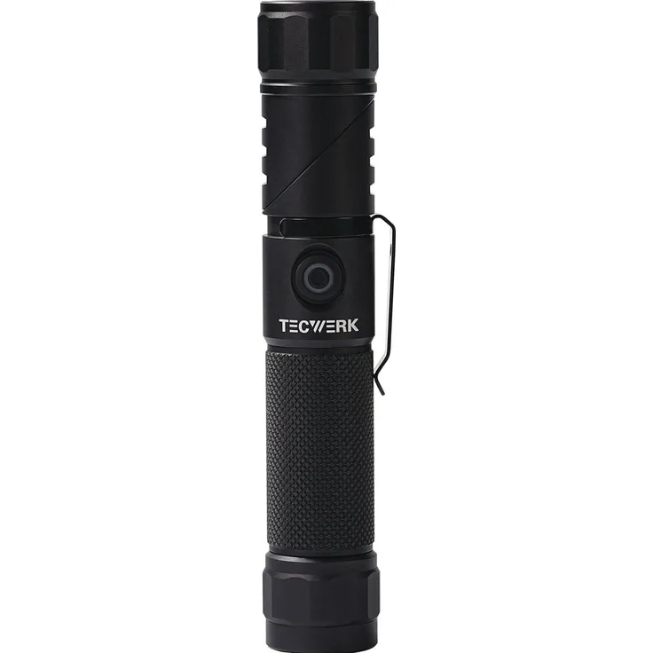 Tecwerk LED-Taschenlampe, 1000 Lumen, 90° drehbarer Leuchtenkopf, IP65, wiederaufladbar, Aluminiumgehäuse, integrierter Magnet