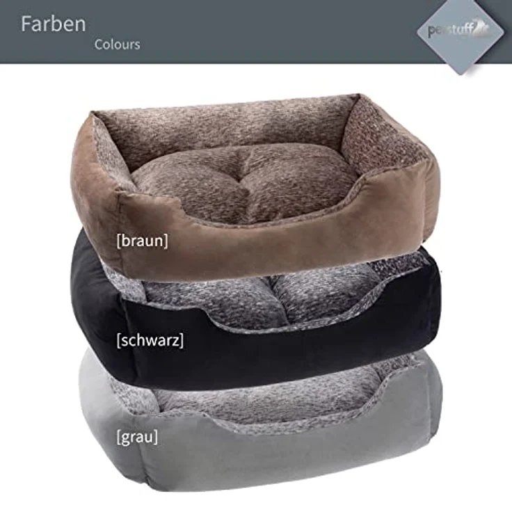 PETSTUFF Hundebett Kissen herausnehmbar waschbar, braun, M, weiche Füllung und rutschfeste Unterseite – Bild 4
