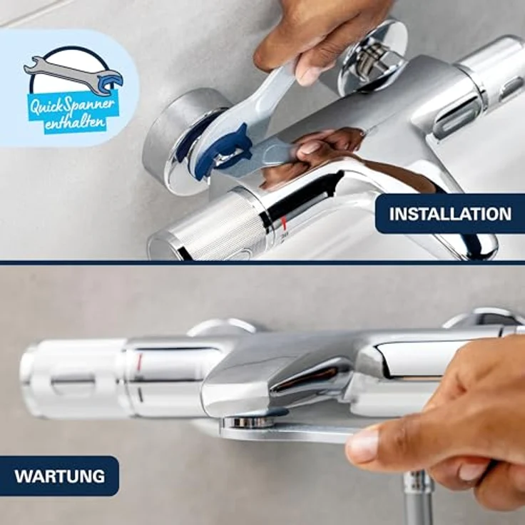 GROHE Dice, Badewannenarmatur chrom, Duscharmatur mit automatischer Umstellung Wanne/Brause, integriertes Rücklaufventil, inkl. Installationstool – Bild 4
