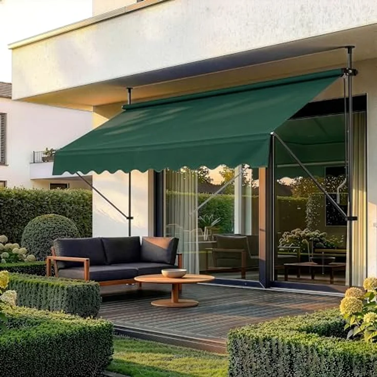 Pro.tec - Klemmmarkise 300x120x200-300cm ohne Bohren Dunkelgrün – Bild 2