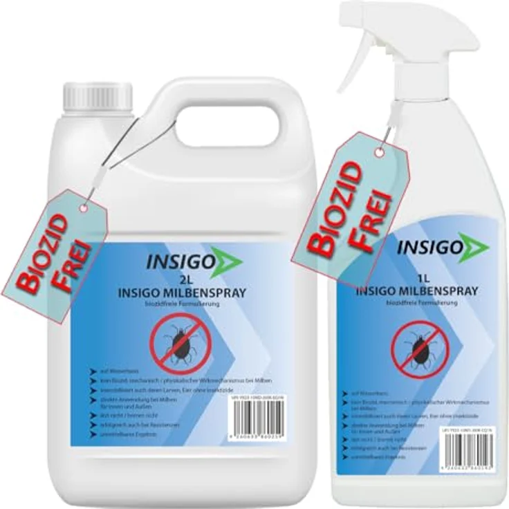 INSIGO Biozidfreie Milben Abwehr 3L – Fleckenfreies Milbenspray für Hausstaubmilben abwehren, deutsche Qualitätsmarke – Bild 1