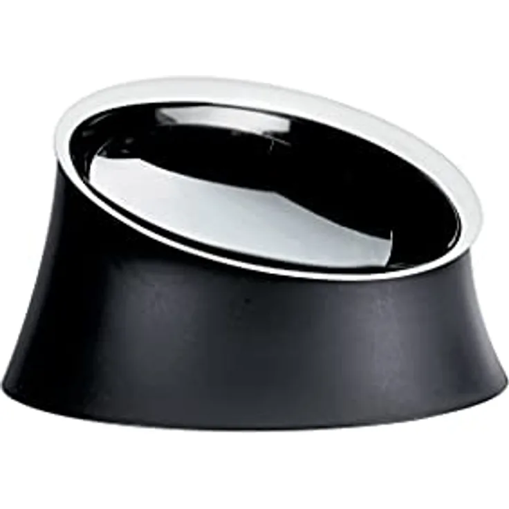 Alessi Wowl BM13/28 - Schüssel für Hunde, Design, Schräg zur Vereinfachung der Hundefütterung, Resin Thermoplastik und Edelstahl 18/10, 28 cm, Grau
