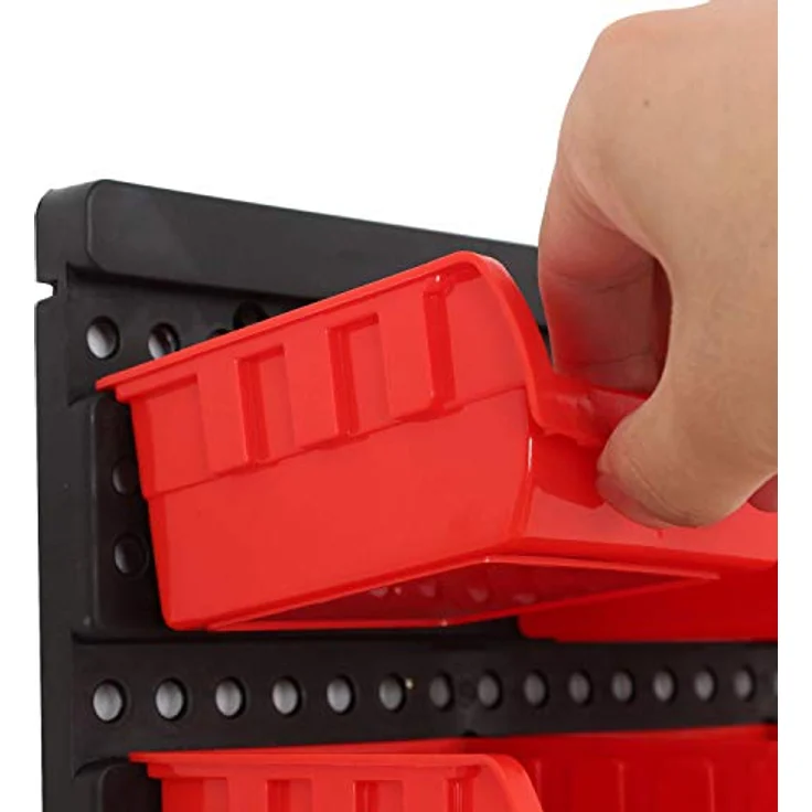 32tlg Stapelboxen Wandregal Set Werkstatt Lager Schraubenbox Werkstattregal Lagerregal Box Sortimentskasten Regal Regalsystem Steckregal – Bild 2